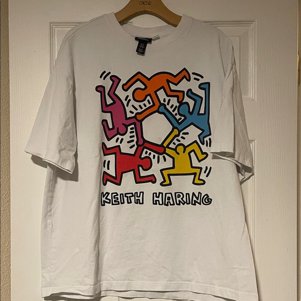 H&M Relaxed Fit White Keith Haring T-Shirt